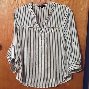 Roly Poly Woman’s Black and White Stripe Blouse